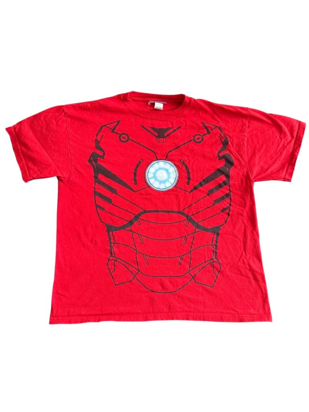 Vintage Iron Man Red Graphic T-Shirt Arc Reactor Design Adult Large 100% Cotton